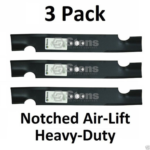 3 Pack Stens 310-052 Notched Air-Lift Blade for Bad Boy 038-3000-00 038-5202-00