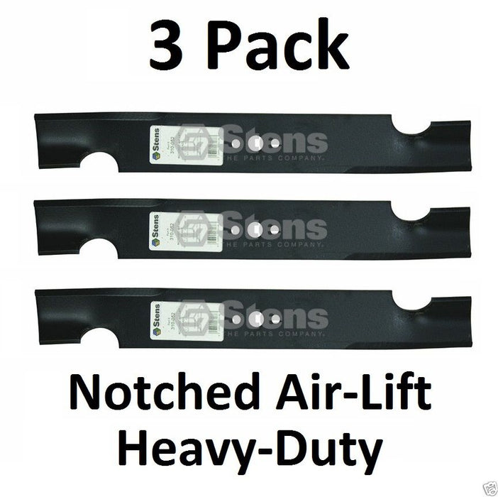 3 Pack Stens 310-052 Notched Air-Lift Blade for Husqvarna 539100341 539101485