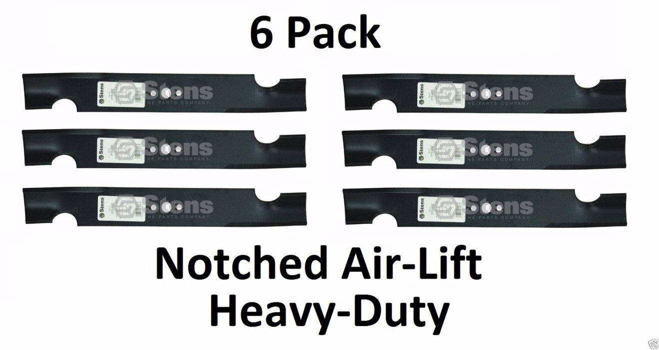 6 Pack Stens 310-052 Notched Air-Lift Blade Fits Bad Boy 038-3000-00 038-5202-00