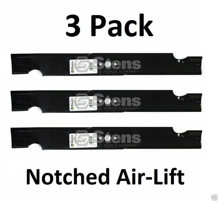 3 Pack Stens 310-078 Notched Air-Lift Blade for Giant Vac 0788 Lastec P-128