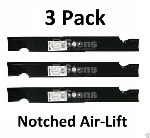 3 Pack Stens 310-078 Notched Air-Lift Blade for Husqvarna 539101733 Kees 101733