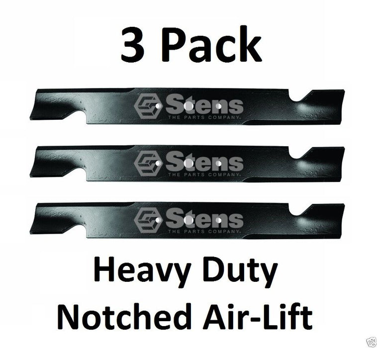 3 Pack Stens 315-872 Notched Heavy Duty Air-Lift Blade for Snapper Pro 5020842