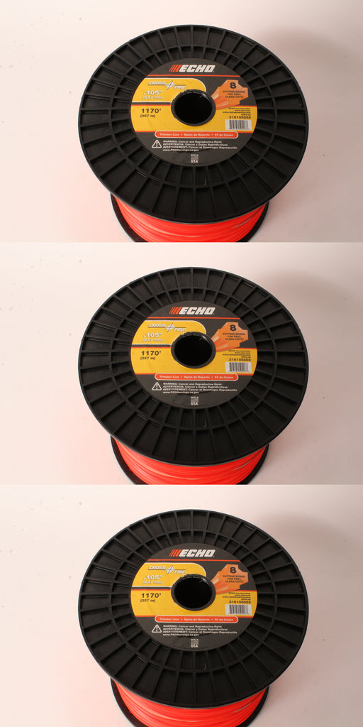 3 PK Echo 316105055 Crossfire .105" String Trimmer Line 5 lb Spool 1170'