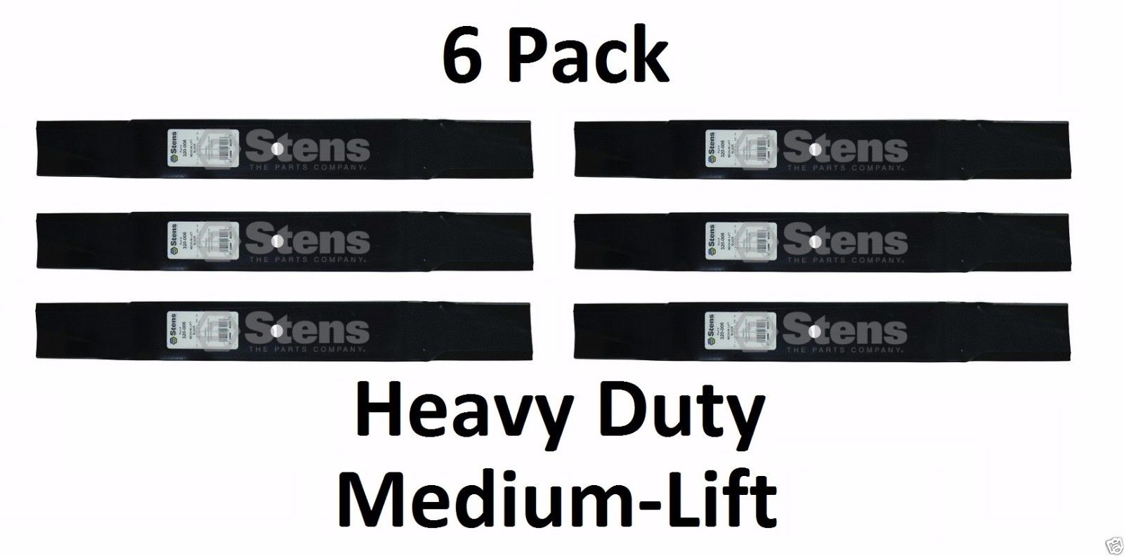 6 Pack Stens 320-006 Heavy Duty Medium-Lift Blade for Woods 70134 70142 70134KT