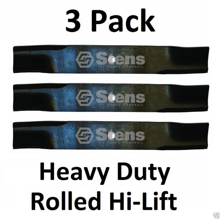 3 Pack Stens 320-406 Rolled Hi-Lift Blade for Woods 09246700 09246700CKT 50"