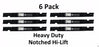 6 Pack Stens 320-425 Heavy Duty Notched Blade Fits Grasshopper 320251 320253