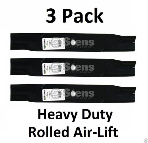 3 Pack Stens 320-535 HD Rolled Air-Lift Blades Fits Bunton PL7329 Lesco 050403