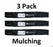 3 Pack Stens 320-538 Mulching Mower Blade for Grasshopper 320240