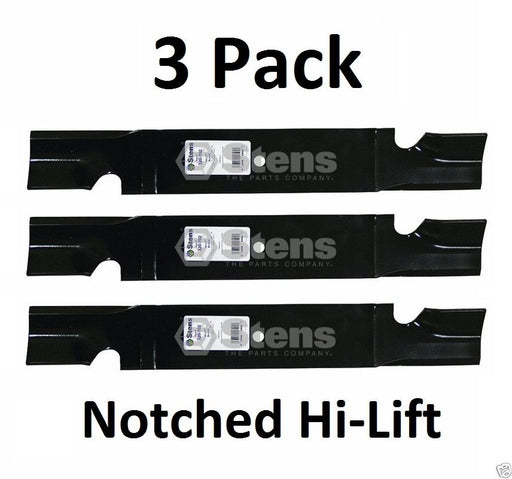 3 Pack Stens 320-702 Heavy Duty Notched Hi-Lift Blade for Grasshopper 320246