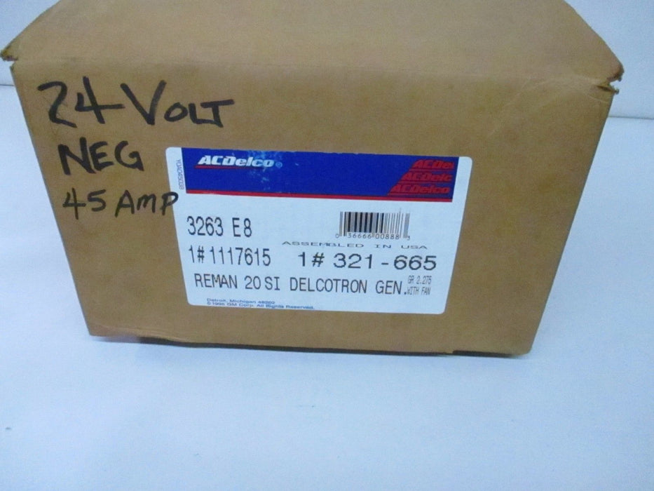 Rebuilt Genuine AC Delco 321-665 24 Volt Alternator Negative Ground 45 AMP 20SI