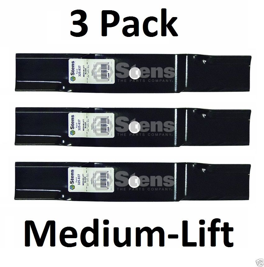 3 Pack Stens 325-837 Medium-Lift Blade for Cub Cadet 59704-C1 742-3002 759-3812