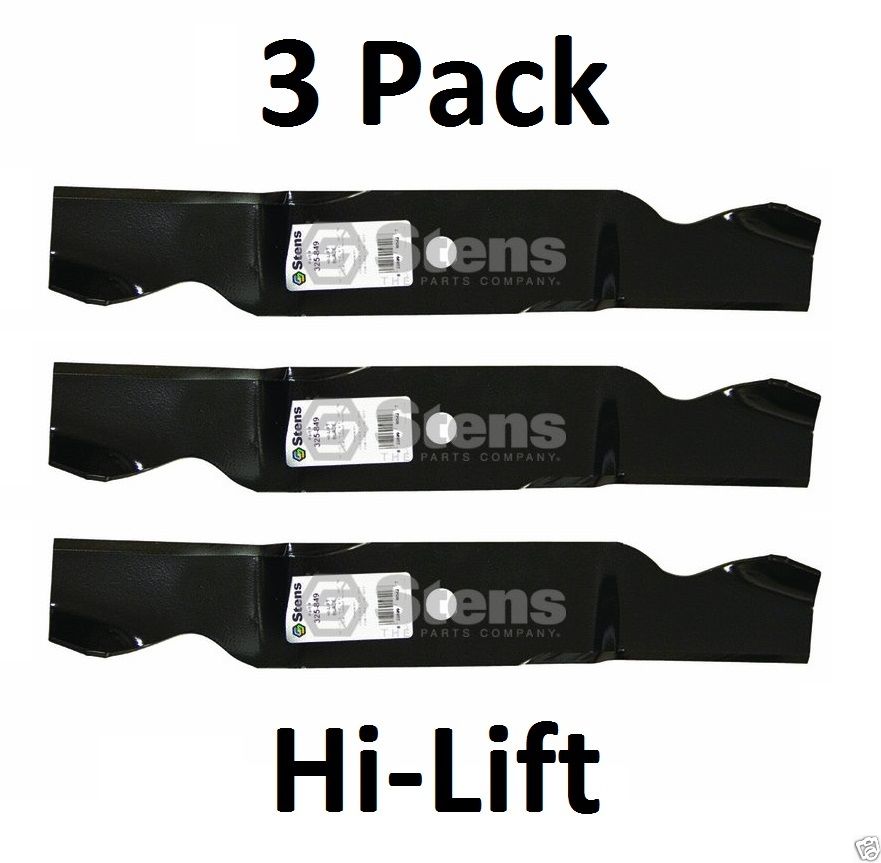 3 Pack Stens 325-849 Hi-Lift Mower Blade for Cub Cadet 759-3820 742-3013