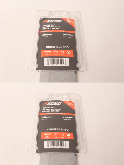 2 PK Genuine Echo 32H0PS3805C 32" .050" 3/8" 105 DL Chainsaw Guide Bar OEM