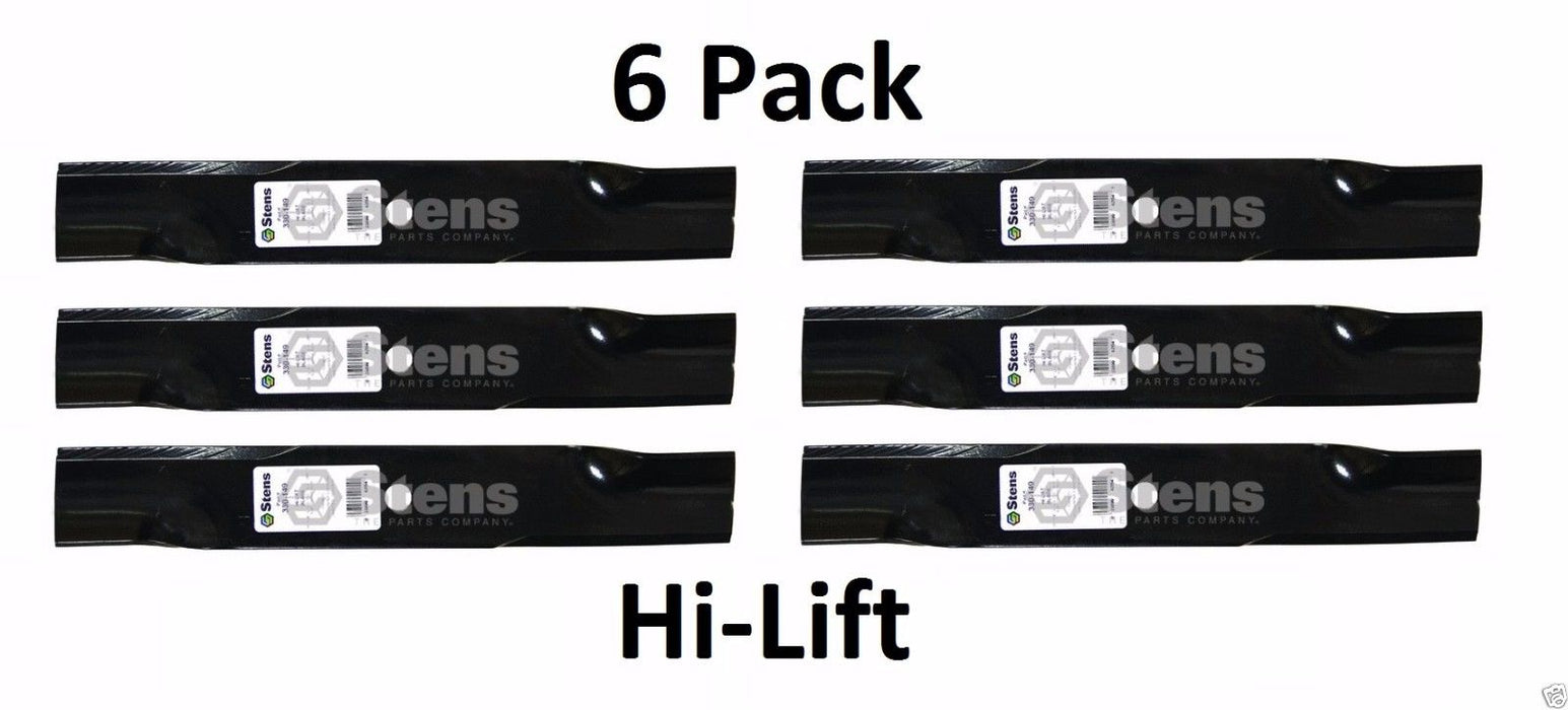 6 Pack Stens 330-149 Hi-Lift Blade for Lesco 050227 12111-01 Snapper Pro 5020843