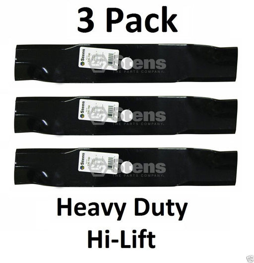 3 Pack Stens 330-150 Heavy Duty Hi-Lift Blade for John Deere TCU14939 TCU30315