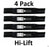 4 Pack Stens 330-316 Hi-Lift Blade for John Deere AM137324 AM141041 M83459