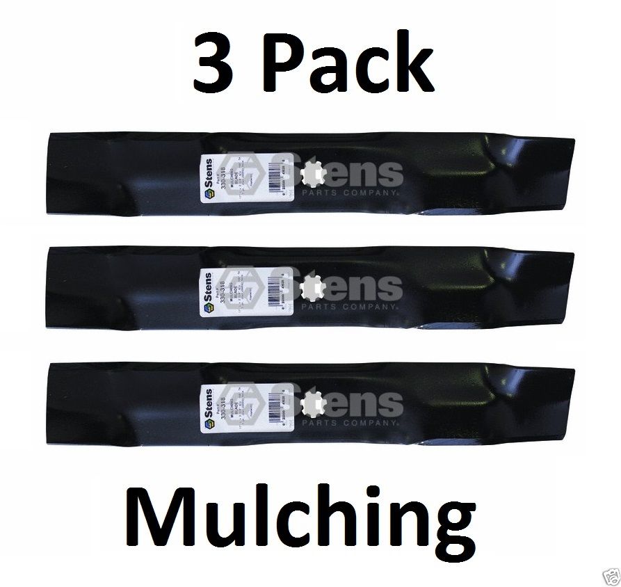 3 Pack Stens 330-318 Mulching Blade for John Deere GX21786