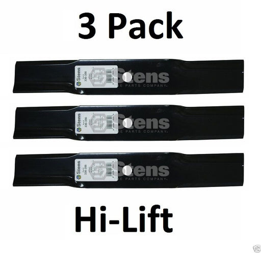 3 Pack Stens 330-356 Hi-Lift Blade for John Deere M127466 Scotts Sabre