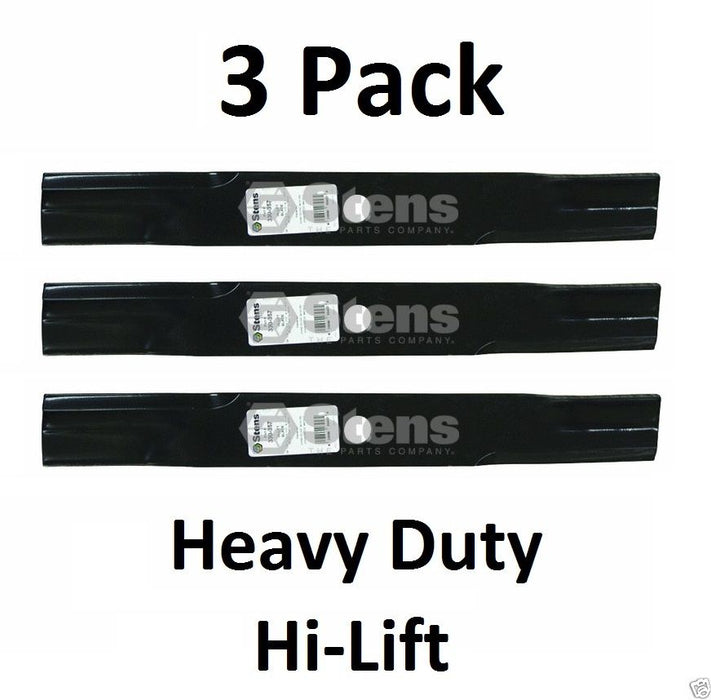 3 Pack Stens 330-357 HD Hi-Lift Blade Fits John Deere AM100538 M141785 M87622