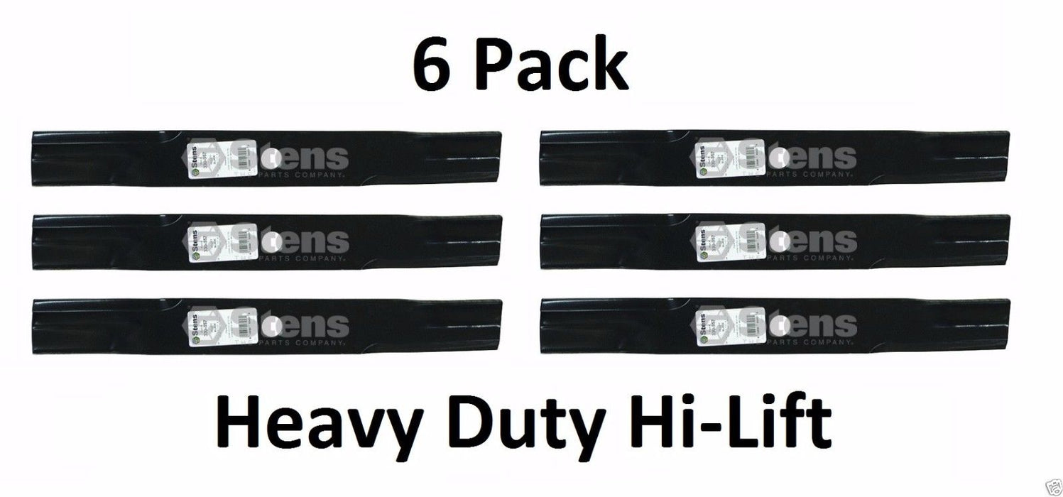 6 Pack Stens 330-357 HD Hi-Lift Blade Fits John Deere AM100538 M141785 M87622