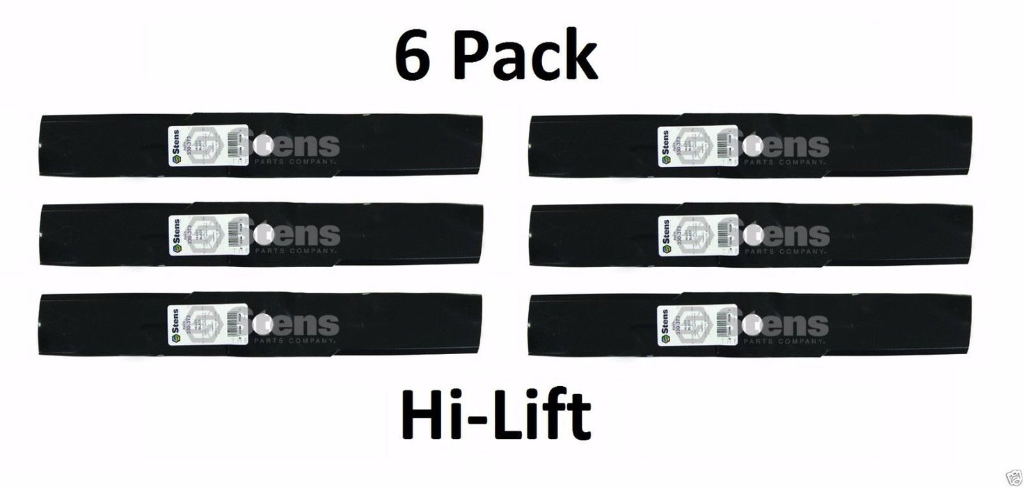 6 Pack Stens 330-373 Hi-Lift Blade for John Deere M113517 M115495 Scotts