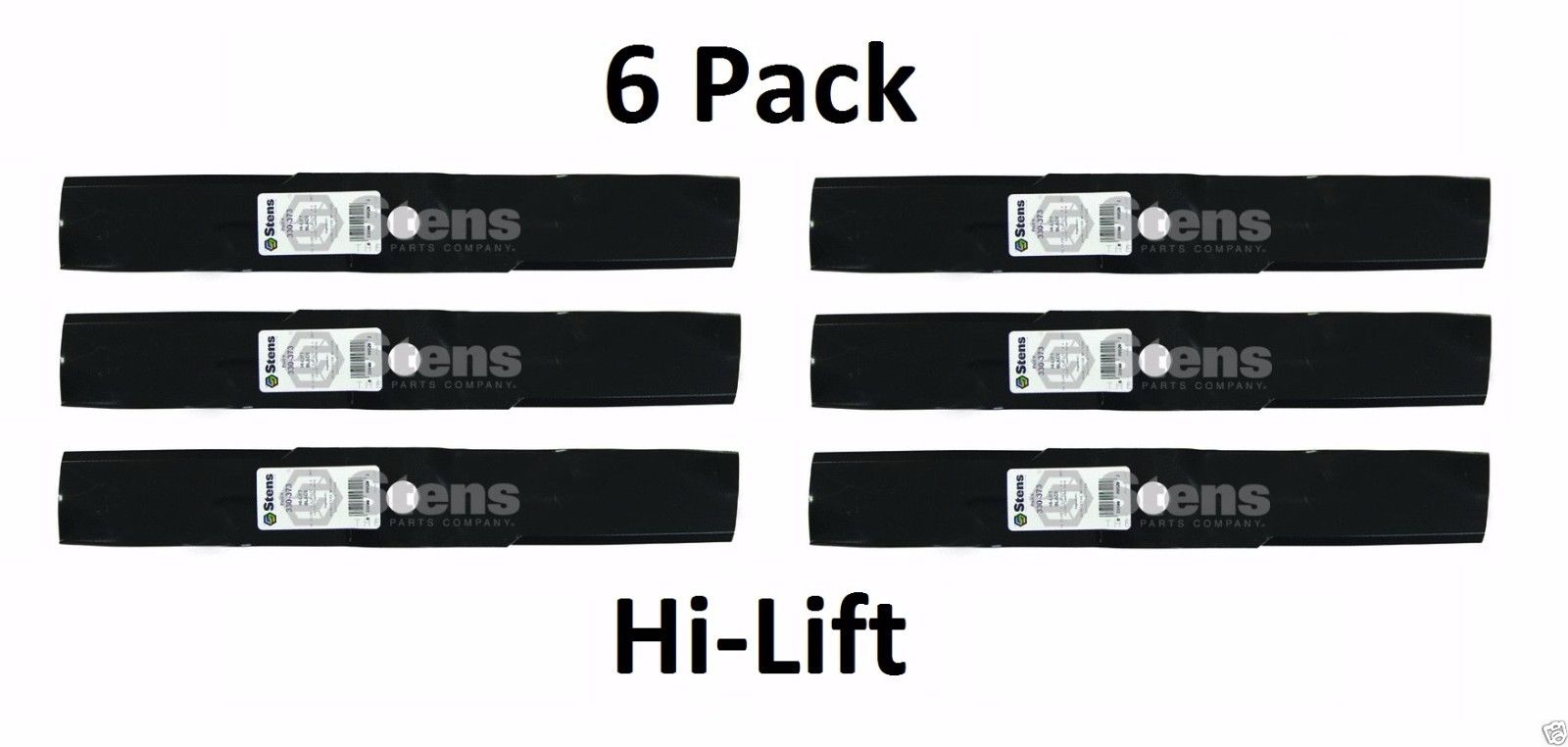 6 Pack Stens 330-373 Hi-Lift Blade for John Deere M113517 M115495 Scotts