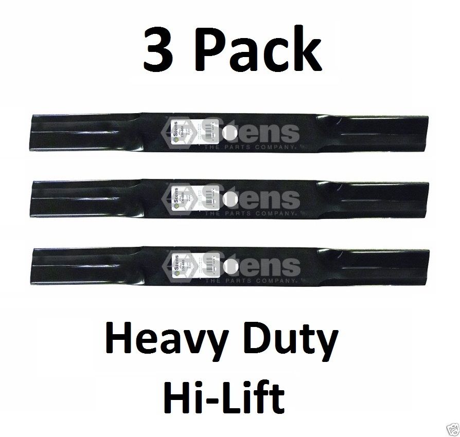 3 Pack Stens 330-688 HD Hi-Lift Blades Fits John Deere M141786 M83363 AM102402