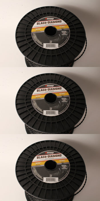 3 PK Echo 330105075 .105" Black Diamond Trimmer Line Spool 1,132' Square Twisted