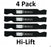 4 Pack Stens 335-067 Hi-Lift Blade for MTD 742-0499A 742-0503 942-0499A 942-0503