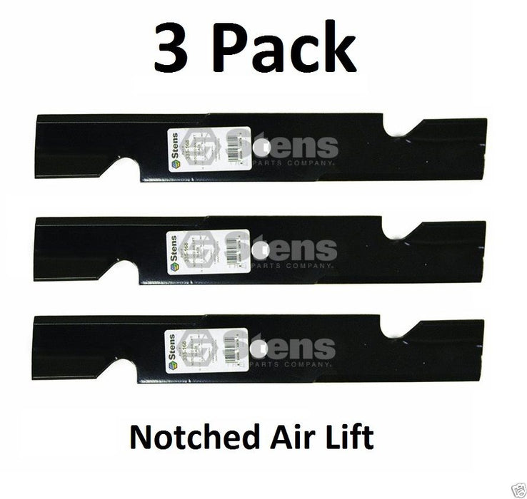 3 Pack Stens 335-168 Notched Air Lift Blade for Gravely 00273000 04919100