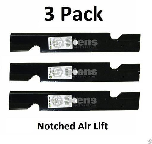 3 Stens 335-168 Notched Air Lift Blades Fits Husqvarna 539100340 Jacobsen 390666