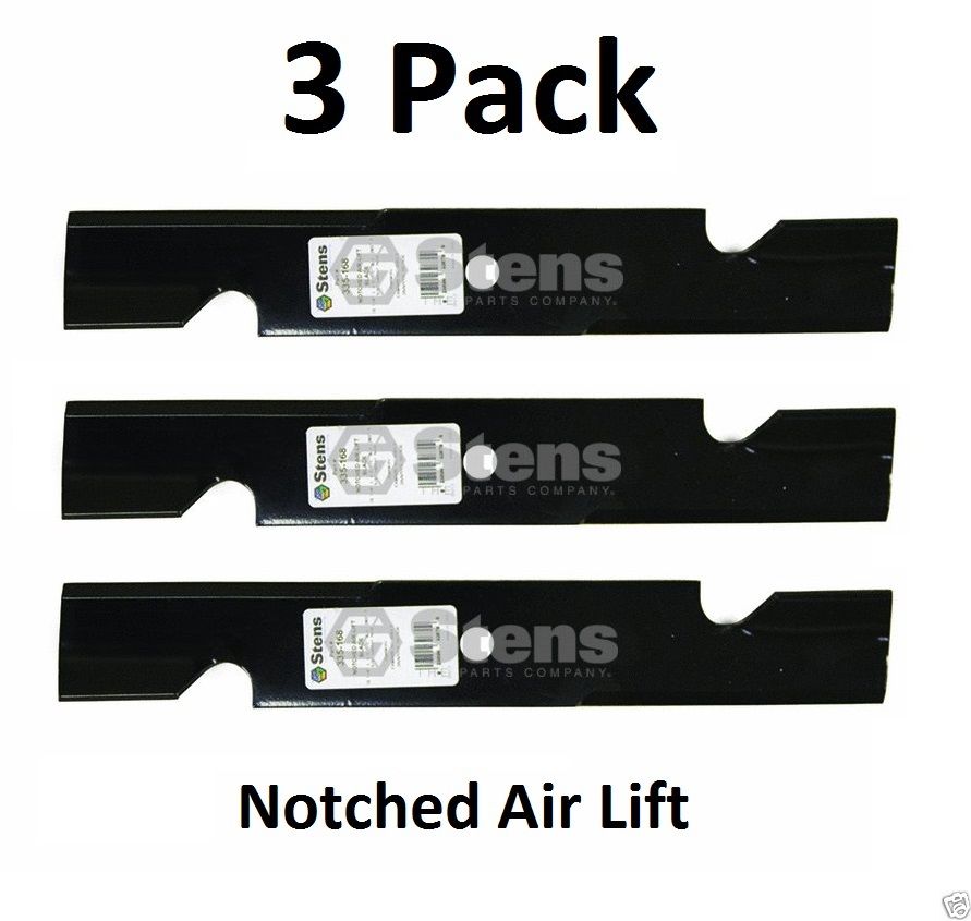 3 Pack Stens 335-168 Notched Air Lift Blade for Kees 100340 483011 483046 013418