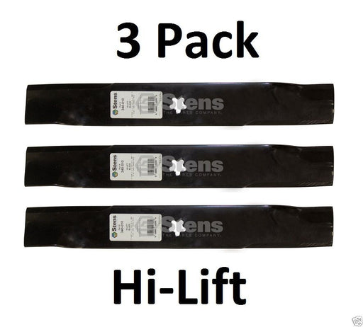 3 Pack Stens 340-010 Hi-Lift Mower Blade for Husqvarna 574870801 GT52 GTH 52"