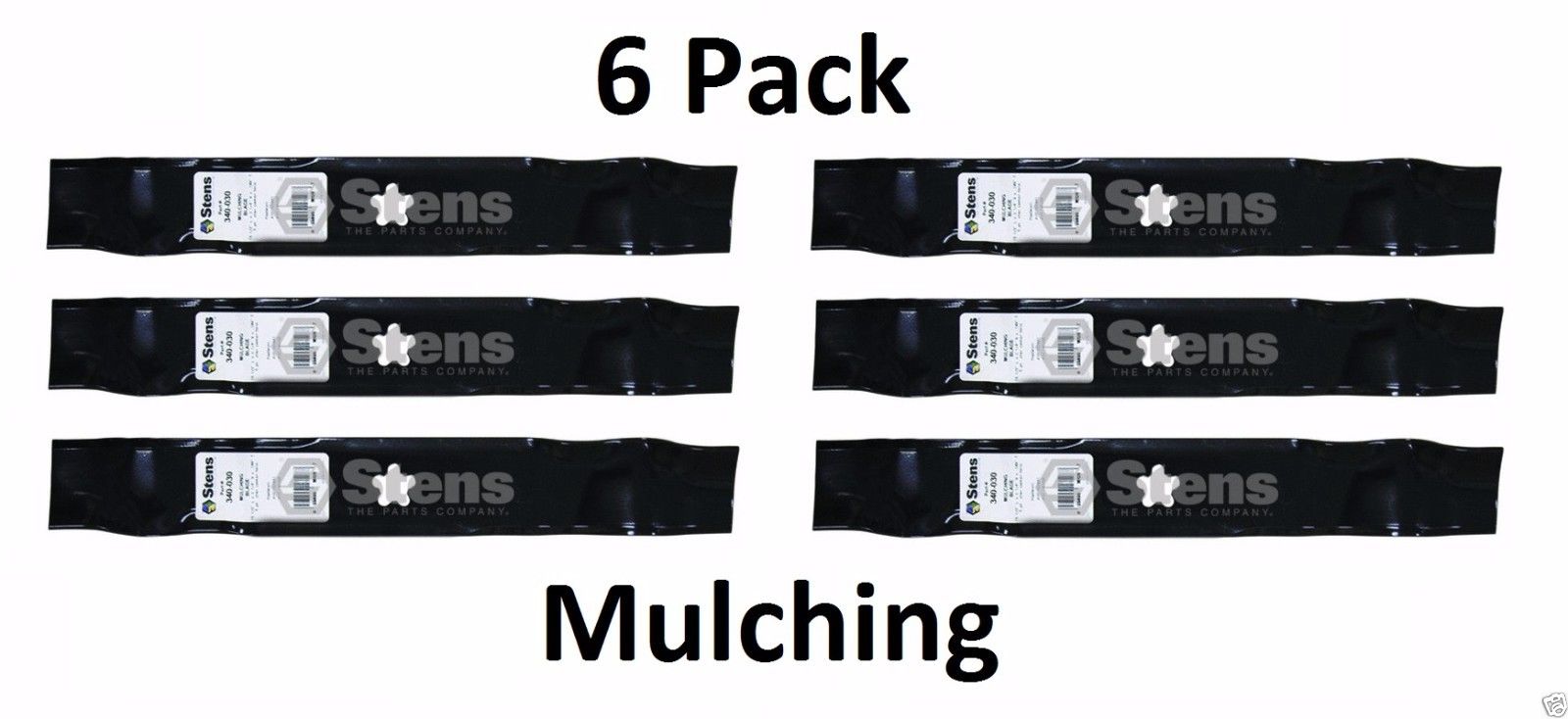 6 Pack Stens 340-030 Mulching Blade for Husqvarna 532145708 532152443 532163819