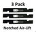 3 Pack Stens 340-099 Notched Air-Lift Blade for Scag 481708 481712 482879 48304