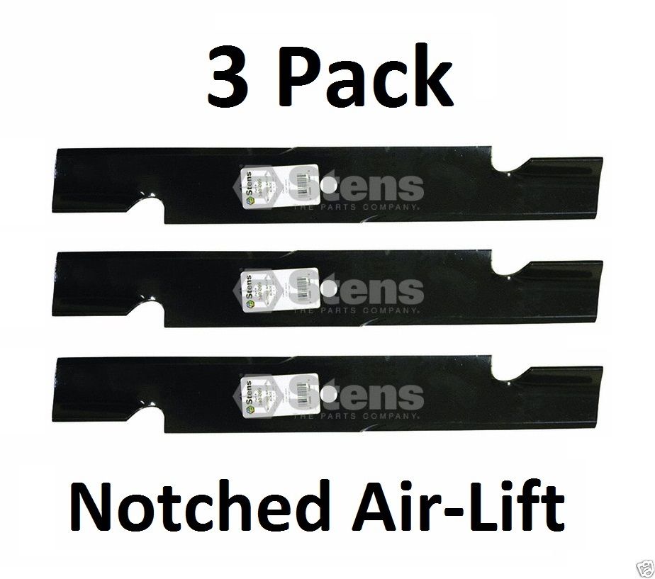 3 Pack Stens 340-099 Notched Air-Lift Blade for Scag 481708 481712 482879 48304