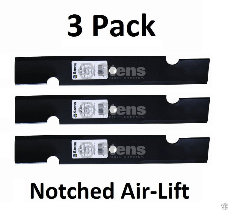 3 Pack Stens 340-109 Notched Air-Lift Blade for Great Dane D18086 GDU10230