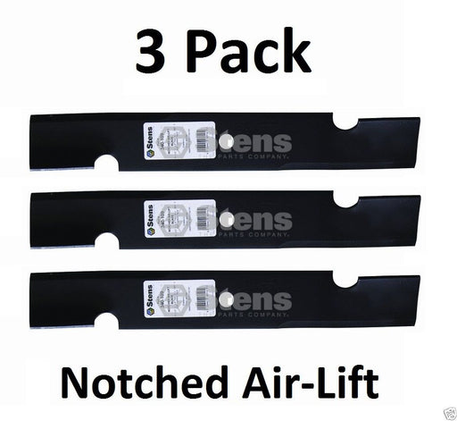 3 Pack Stens 340-109 Notched Air-Lift Blade for Snapper 7075771BZYP 75771 1-7043