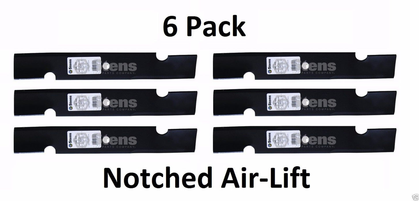 6 Pack Stens 340-109 Notched Air-Lift Blade for Great Dane D18086 GDU10230