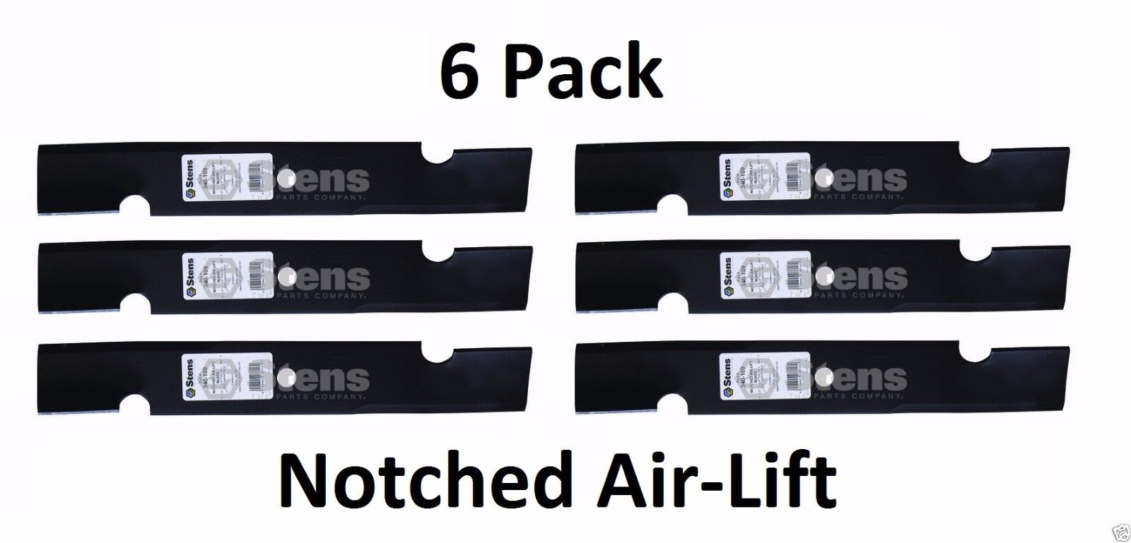 6 Pack Stens 340-109 Notched Air-Lift Blade for Great Dane D18086 GDU10230