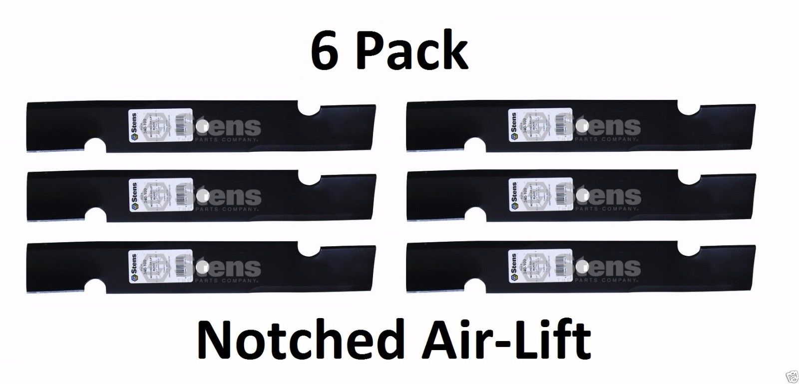 6 Pack Stens 340-109 Notched Air-Lift Blade for Scag 48110 481706 482462 482877