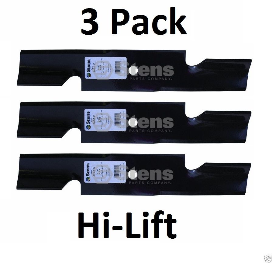 3 Pack Stens 340-113 Hi-Lift Blade for Lesco 021871 050111 50111