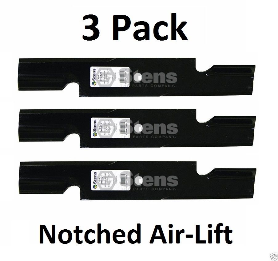 3 Pack Stens 340-121 Notched Air Lift Blade for Encore 823004 Gravely GDU10231