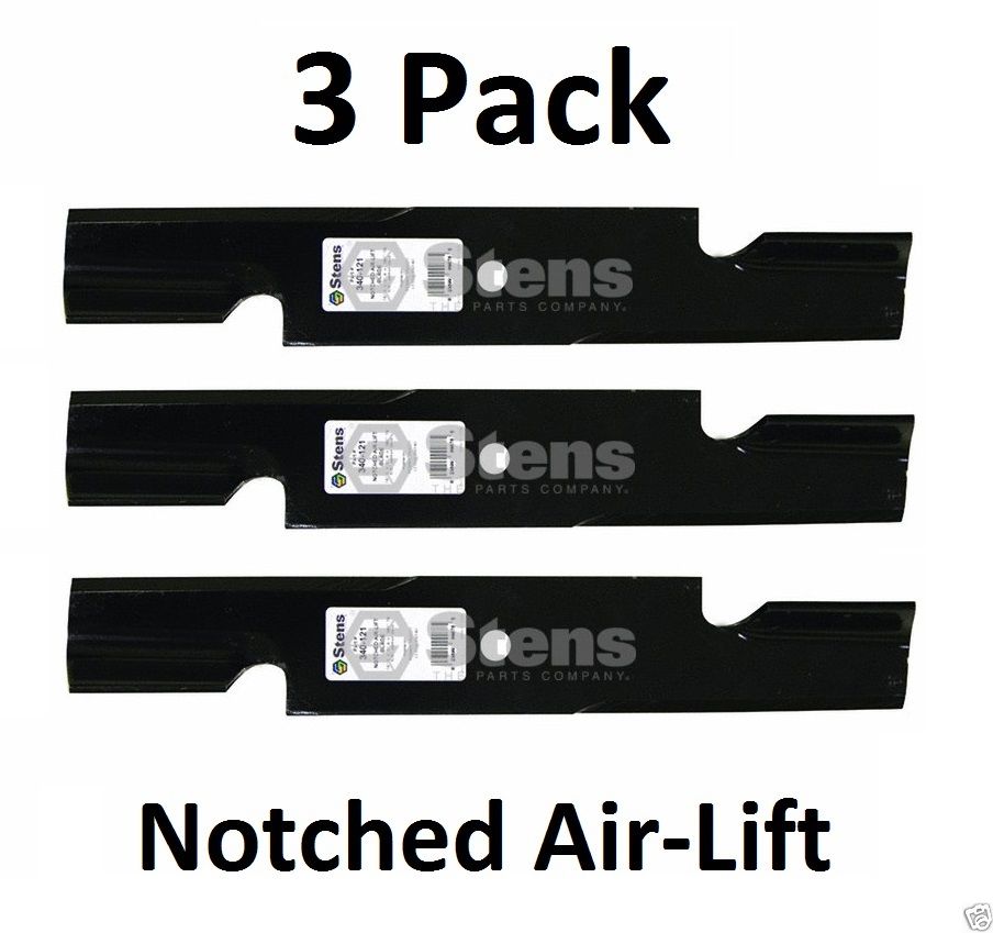 3 Pack Stens 340-121 Notched Air Lift Blade for Ferris 1521227 5021227 A48185