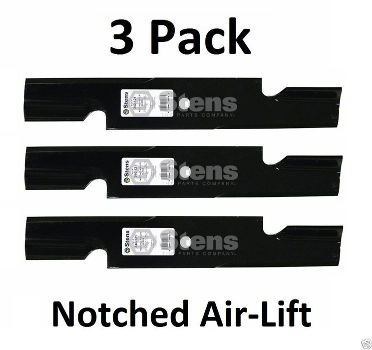 3 Pack Stens 340-121 Notched Air Lift Blade for Lesco 050125 050140 50125 50140