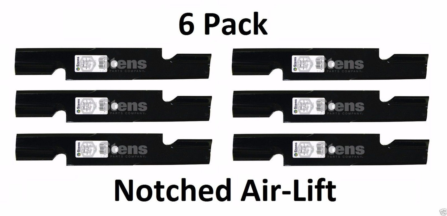 6 Pack Stens 340-121 Notched Air Lift Blade for Encore 823004 Gravely GDU10231