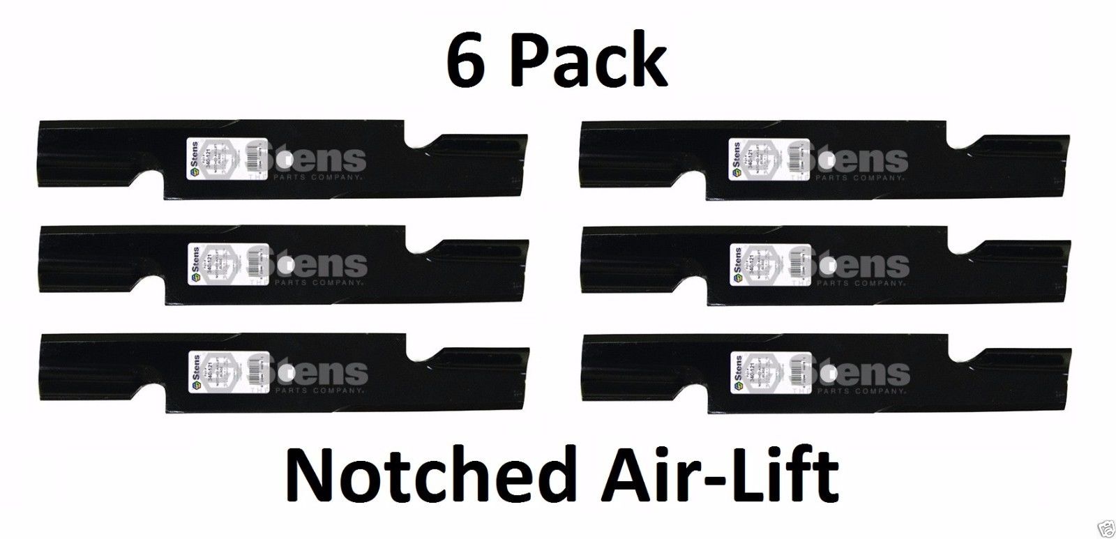 6 Pack Stens 340-121 Notched Air Lift Blade for Encore 823004 Gravely GDU10231