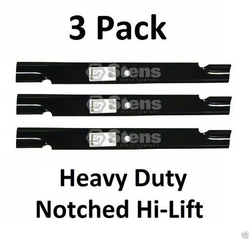 3 Pack Stens 340-130 Notched Hi-Lift Blade for Snapper Pro 5022476S