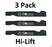 3 Pack Stens 340-145 Hi-Lift Mower Blade for Husqvarna 532130652