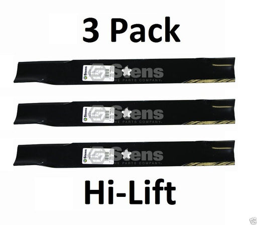 3 Pack Stens 340-149 Hi-Lift Mower Blade for Husqvarna 532137380 532156468